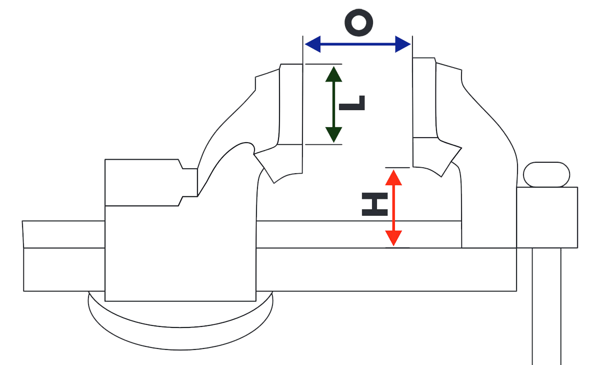 SV111 Steel Bench Vice, Fixed Base - dimension drawing